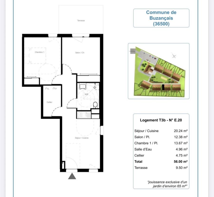 Village Seniors de Buzançais, maison-appart avec terrasse privée et parking  du T2 au T4