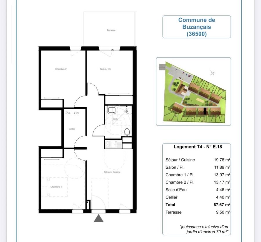 Village Seniors de Buzançais, maison-appart avec terrasse privée et parking  du T2 au T4
